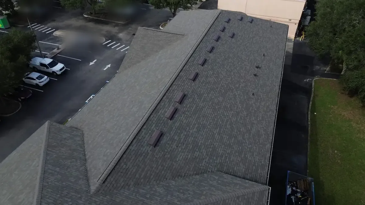 Gainesville Oakridge Driftwood white drip edge commercial roof