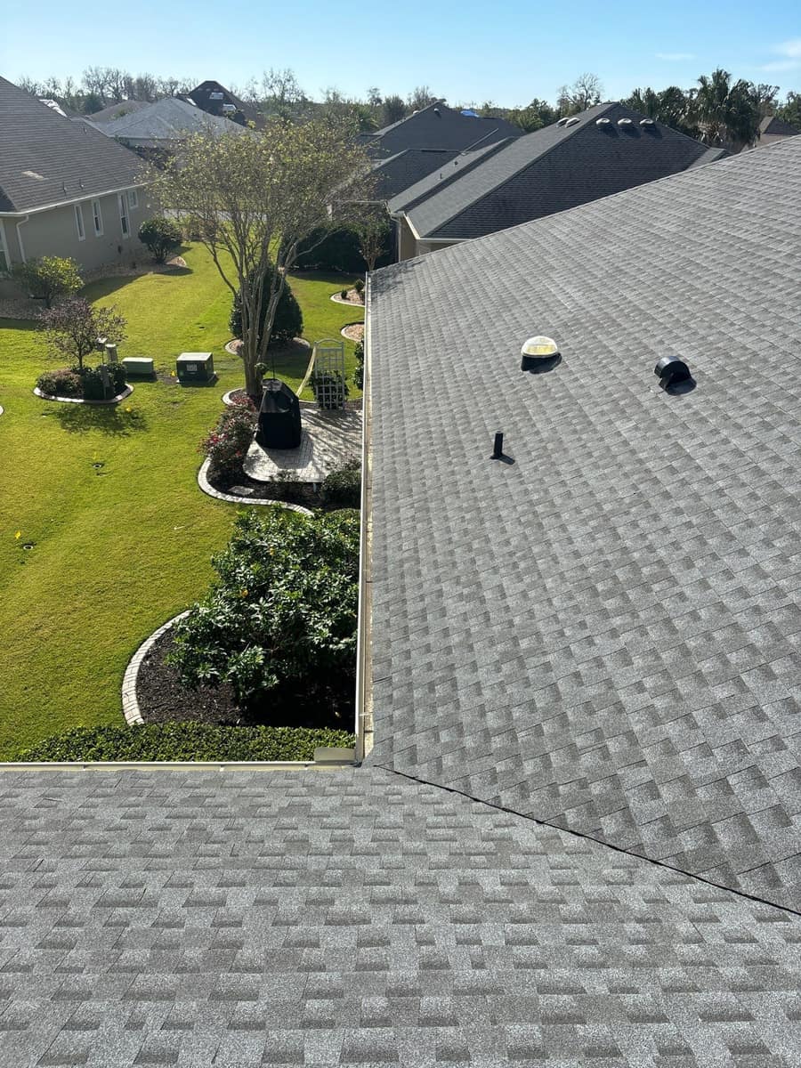 Looking along a rear slope with a solar tube toward the back yard in The Villages